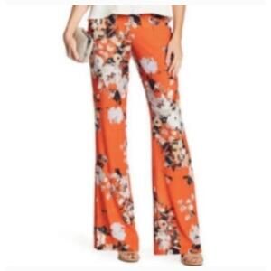 NWT Allen Schwartz Tangerine Floral Print High Waisted Trousers Size 4
